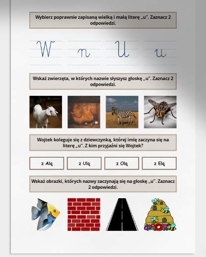 U i u. Karta pracy. Sprawdzian