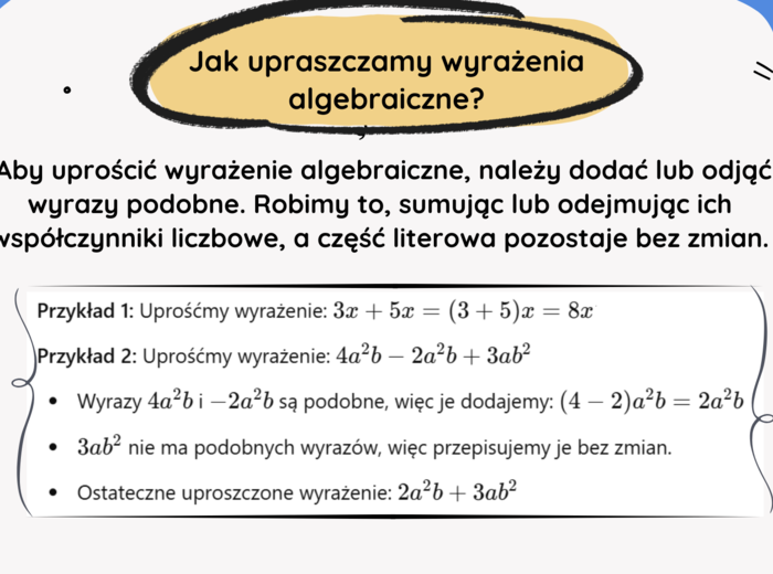 Upraszczanie wyrażeń algebraicznych
