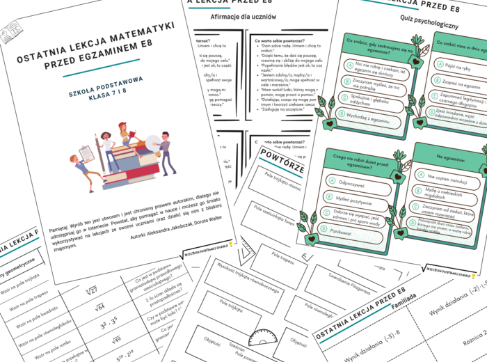 Scenariusz na ostatnią lekcję przed E8 z matematyki + prezentacja