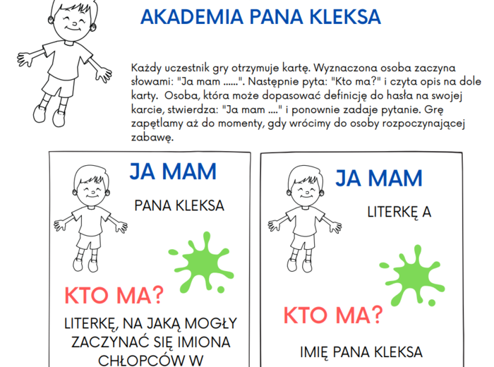 JA MAM, KTO MA? "Akademia pana Kleksa"