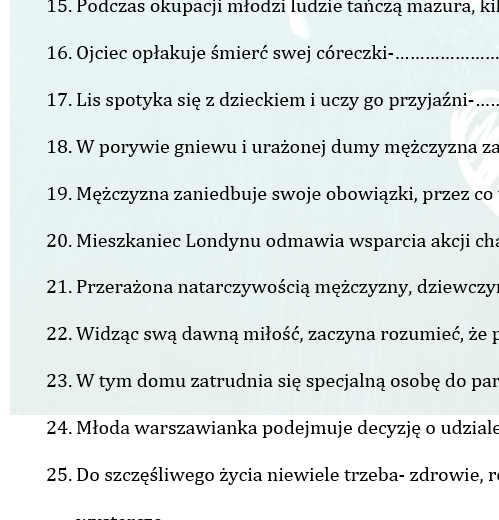 LEKTUROWY STARTER - ĆWICZENIE NA POCZĄTEK LUB KONIEC LEKCJI W KLASIE ÓSMEJ PRZED EGZAMINEM