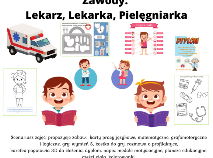 Poznajemy zawody: Wizyta u lekarza, lekarki, pielęgniarki
