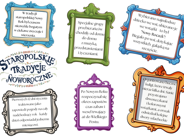 Gotowa gazetka, ozdoba - Staropolskie Tradycje Noworoczne, Nowy Rok / możliwość własnej aranżacji