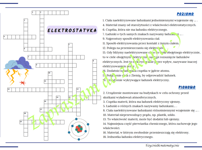 Krzyżówka - elektrostatyka.