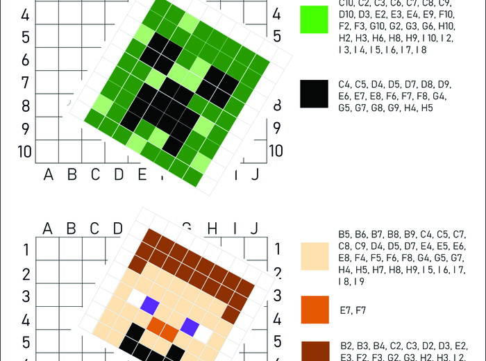 Kodowanki dla dzieci minecraft, zestaw pdf, 10 kart pracy z kodowaniem, dyktando graficzne, klasy 1-5