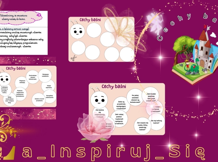 Baśnie: "Kopciuszek", "Bajka o rybaku i rybce", "Królowa pszczół", cechy baśni - karty pracy, scenariusz lekcji, zadania