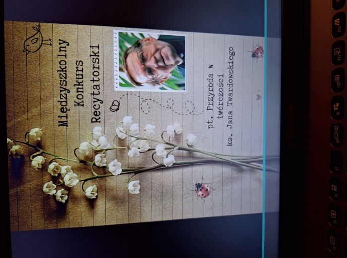 Konkurs recytatorski - konkurs polonistyczny, plakat, podziękowania, dyplom, scenariusz