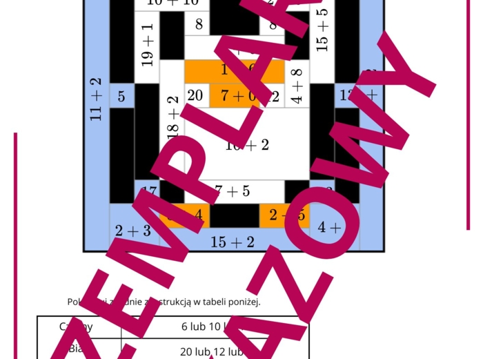 Kolorowanka kodowanka dodawanie do 20 - pingwinek