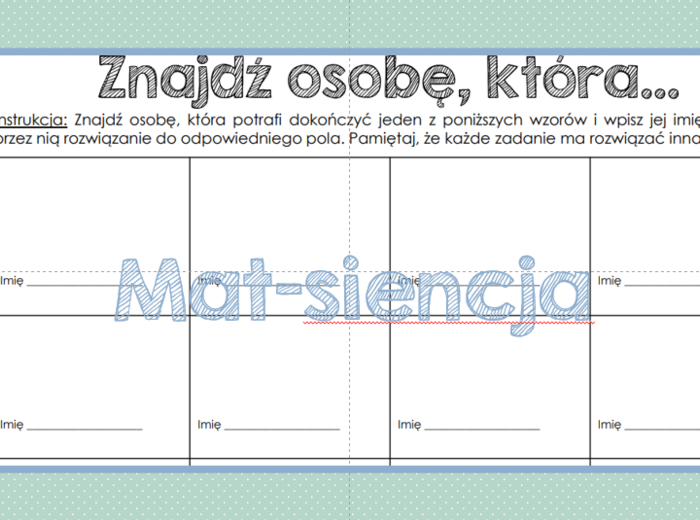 Znajdź osobę która...