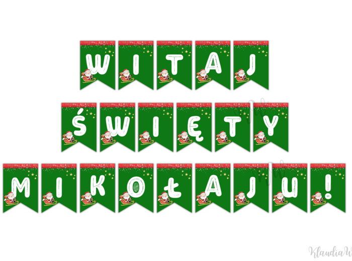 Girlanda „WITAJ ŚWIĘTY MIKOŁAJU!” – PDF do druku