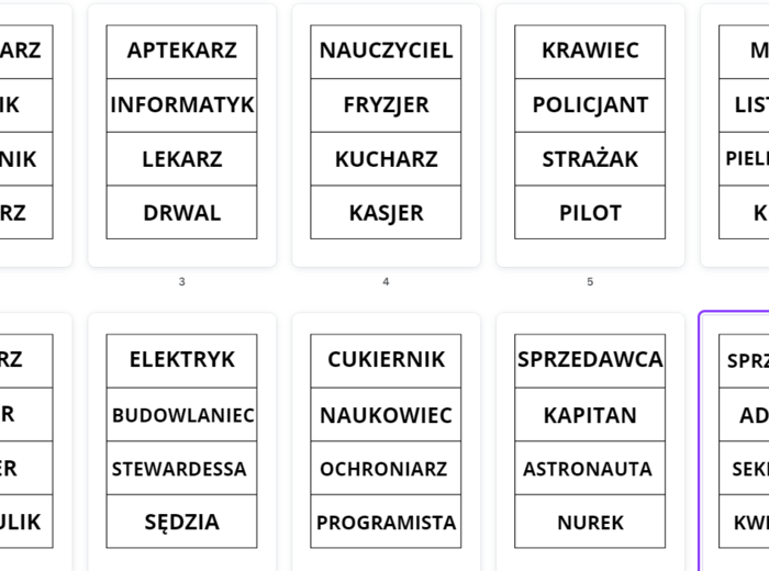 Zawody - kalambury 48 kart z zawodami