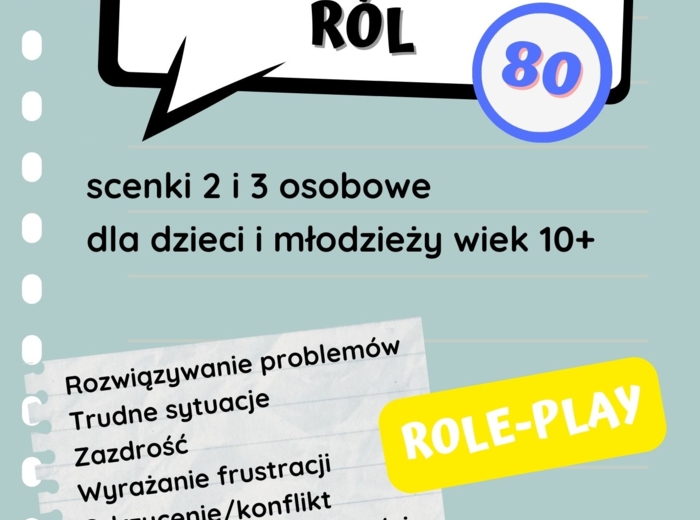„Scenki do odgrywania ról. 80 role-play dla dzieci i młodzieży w wieku 10+. E-book. Pomoc edukacyjna do druku„ e-book