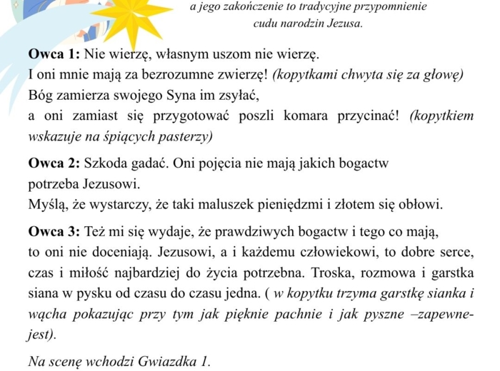 Scenariusz jasełek- przedstawienie dla starszych grup przedszkolnych i uczniów szkół podstawowych
