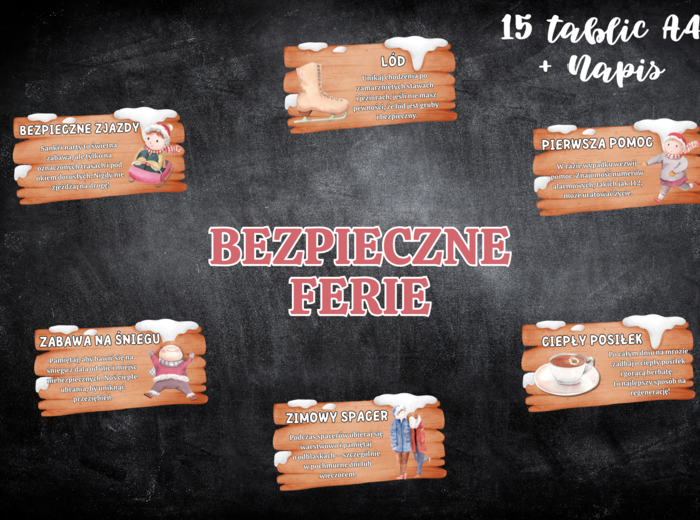 BEZPIECZNE FERIE - GAZETKA - PLANSZE