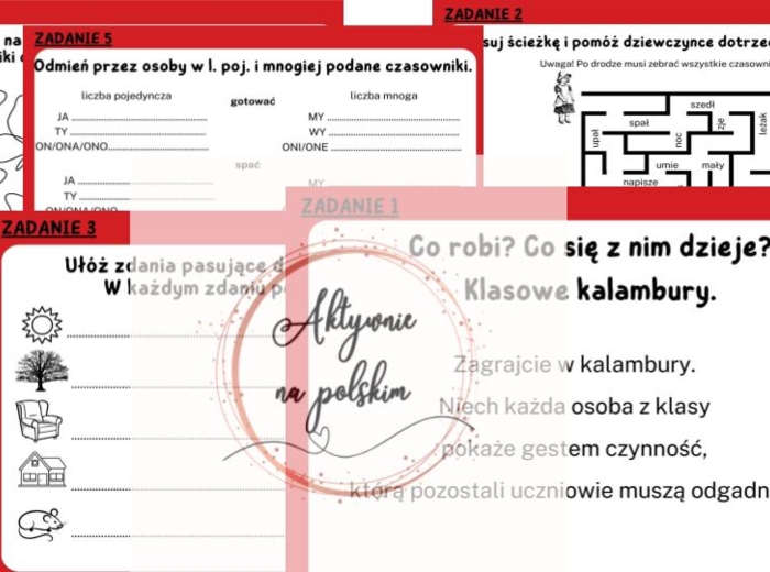 Czasowniki - karty pracy + prezentacja gratis