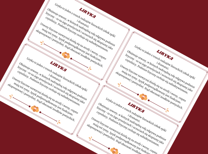 LIRYKA - wklejka - kl.4-8 - egzamin - powtórzenie