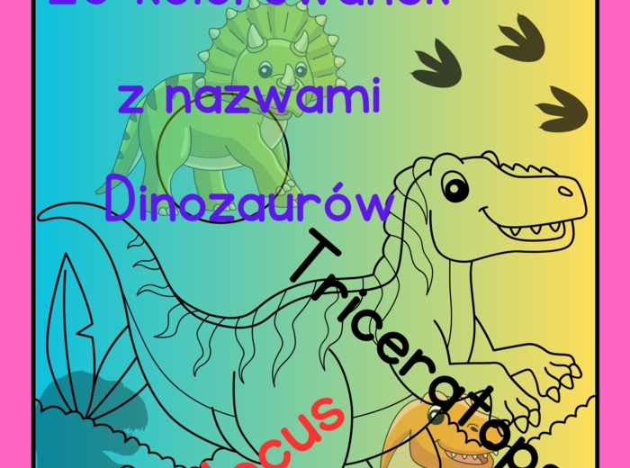 Dinozaur kolorowanki z nazwami.