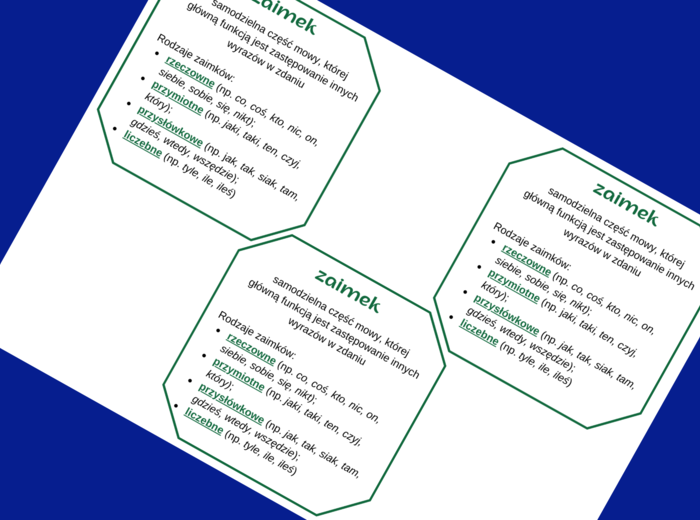 ZAIMEK – części mowy – wklejka – wklejki – egzamin – powtórzenie