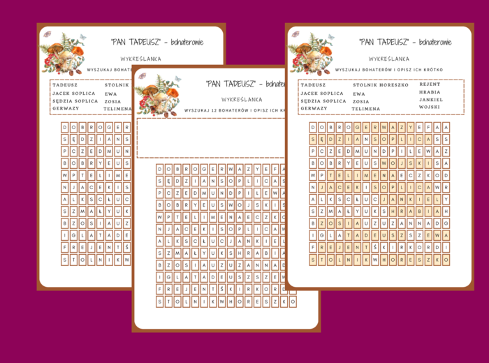 "PAN TADEUSZ" – wykreślanka