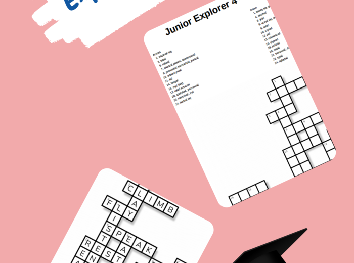 Junior Explorer 4 – Unit 2 – krzyżówki – Ulubione przedmioty i zabawy/Księga zwrotów/Inne słówka