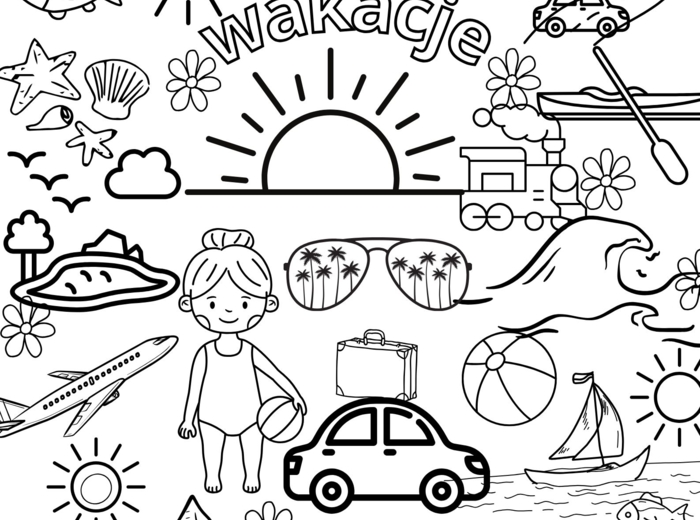 Wakacje, kolorowanka XXL