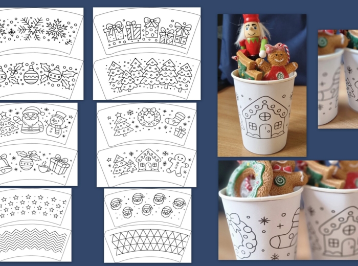 Świąteczne Szablony na Kubki Papierowe 200 ml – 12 Wzorów! | Kolorowanki | PDF do Druku