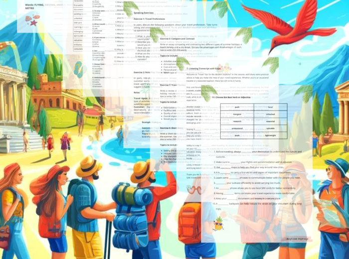 ZESTAW 3 WAKACYJNYCH LEKCJI ANGIELSKIEGO B1/B2. Karty pracy. Worksheet. Gotowe lekcje.