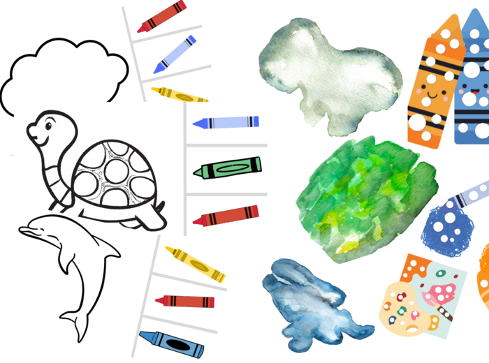 Zestaw na Dzień Kredki - Jaki to kolor? Artystyczna Plama + wyklejanki/ wylepianki