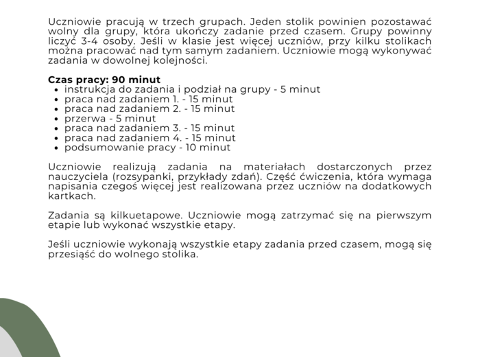 Stacje zadaniowe: Składnia (równoważniki zdań, zdania pojedyncze i zdania złożone)