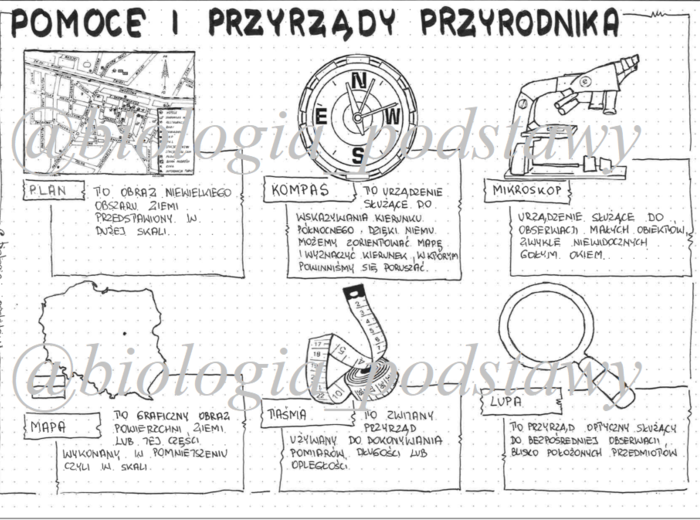 Klasa 4- Przyrządy i pomoce przyrodnika - sketchnotka