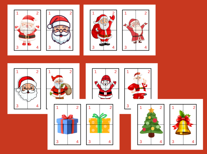 MIKOŁAJKI – puzzle – układanka- układanki - biblioteka – świetlica – przedszkole – Boże Narodzenie – 12 wersji