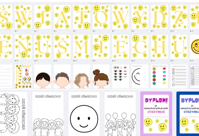 Dzień Uśmiechu - Girlanda, dyplom, zadania