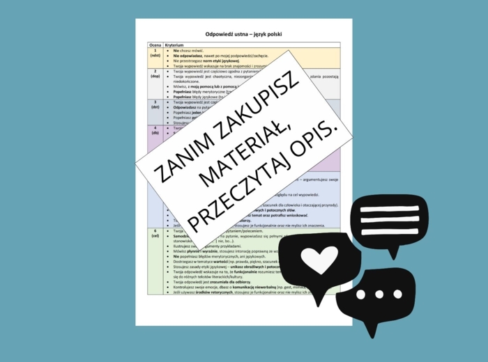 Kryteria do odpowiedzi ustnej na języku polskim IV-VIII