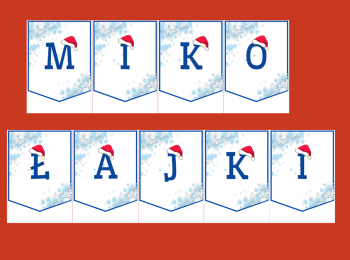 MIKOŁAJKI – Mikołaj – Boże Narodzenie – GIRLANDA – biblioteka – świetlica – przedszkole – gazetka – wersja 4