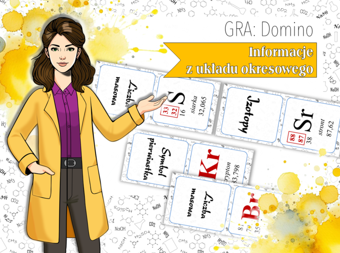 Klasa 7 Chemia. Odczytywanie informacji z układu okresowego. Domino.