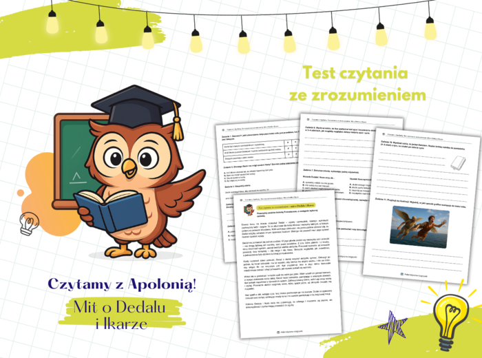 Mit o Dedalu i Ikarze. Czytanie ze zrozumieniem. Mitologia grecka. Test czytania ze zrozumieniem