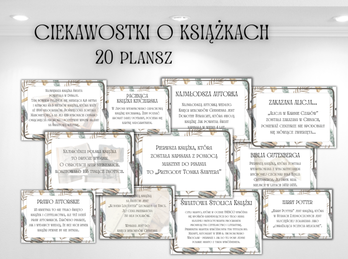 CIEKAWOSTKI O KSIĄŻKACH - PLANSZE
