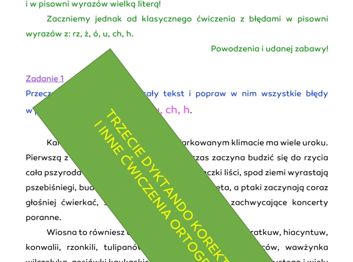 TRZECIE DYKTANDO KOREKTORSKIE I INNE ĆWICZENIA