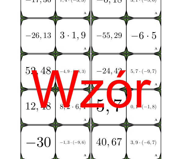Domino - Mnożenie dodatnich i ujemnych liczb dziesiętnych | matematyka