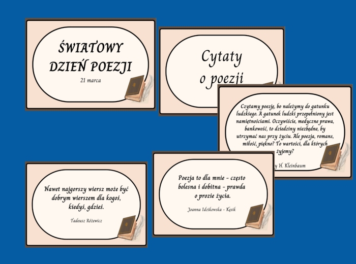 ŚWIATOWY DZIEŃ POEZJI – cytaty – gazetka – 21 str. – fiszki – wersja 1