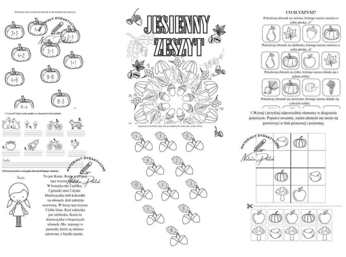 Jesienny zeszyt zadań dla przedszkolaków.