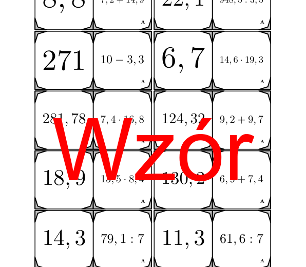 Domino - Arytmetyka liczb dziesiętnych | matematyka