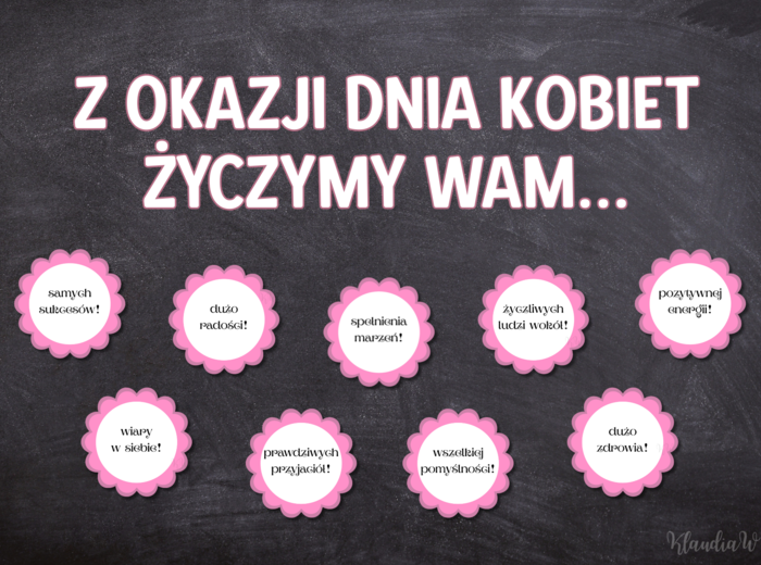 Dzień Kobiet - gazetka z życzeniami (wersja 1)