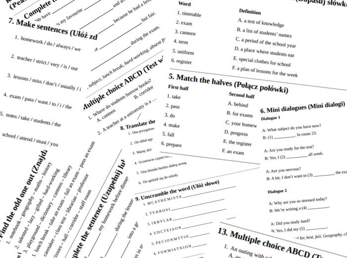 Repetytorium dla szkoły podstawowej cz. 1 (Pearson) – Unit 4 – vocabulary revision