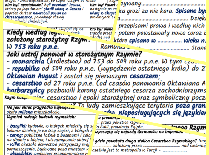 Cywilizacja starożytnego Rzymu – komplet notatek i kart pracy