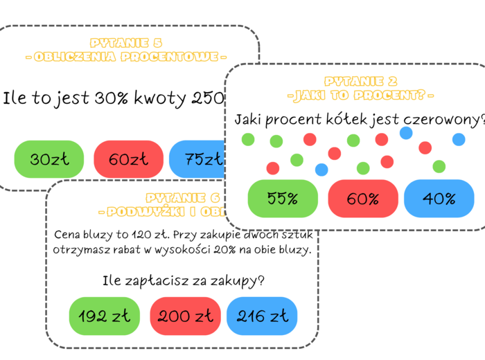 Gra o milion. Powtórzenie wiadomości z działu PROCENTY klasa 6.
