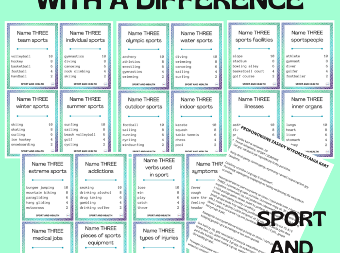 NAME THREE… WITH A DIFFERENCE / SPORT AND HEALTH