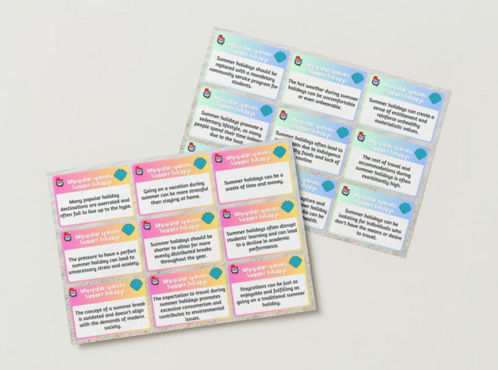 Unpopular Opinions: Summer Holidays Edition Speaking Discussion Cards Before or After Holidays A2-C1 3 x 64
