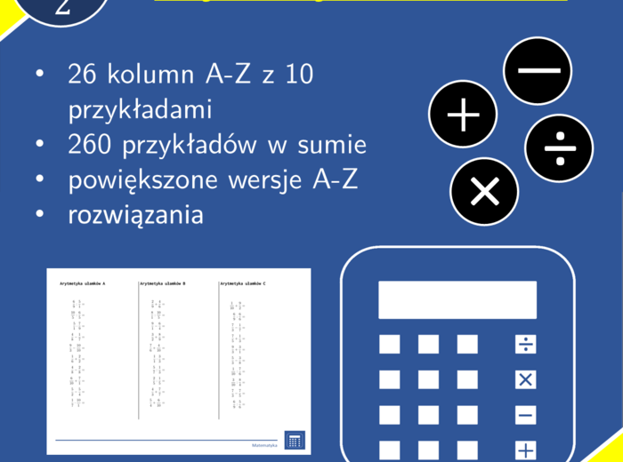 Arytmetyka ułamków | matematyka | 26 kolumn