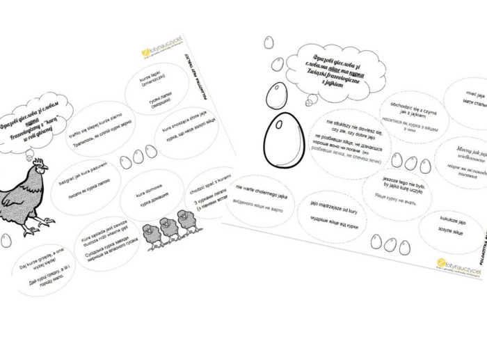 Polsko - ukraińskie karty pracy ze związkami frazeologicznymi (kura, jajko)